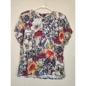 Vintage‎ Options Melrose Hawaiian Short Sleeve Top Womens Size M/L